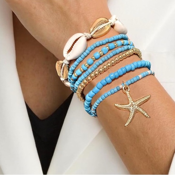 Ocean Blue Shell Bracelet Set - Picture 4 of 5